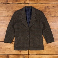 Vintage L.l.bean Blazer Jacket S 80s Tweed Insulated Usa Made Check Green
