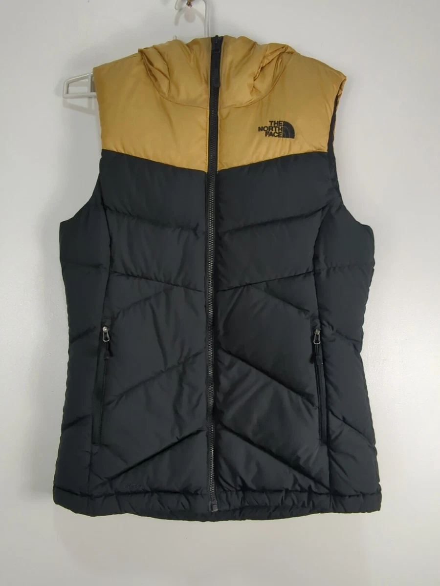 The North Face Puffer Vest Women's Xs Hooded 650 Down Gold Black | eBay