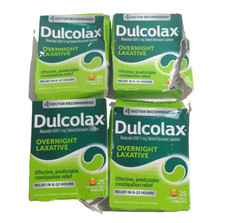 (4) Dulcolax Overnight Laxative, 5mg, 25 Tablets Each, Exp 10/26+, READ