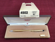 Vtg CROSS 10kt Gold-Filled BALL PEN, Case, Box 4502 Blue Ink 1980s USA MINT