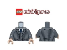 LEGO Minifigure Torso - Dark Bluish Gray Suit with Black Pinstripes Pattern NEW