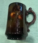 Weller Pottery Cherry MUG Art Pottery Stunning Hand Decorated Dark Brown Glossy