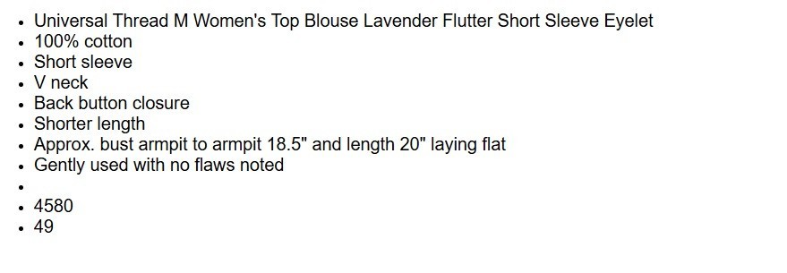 Universal Thread M Top Lavender Flutter Eyelet Co… - image 5