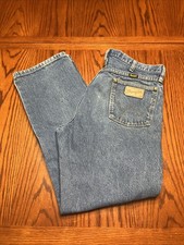 Vtg USA Wrangler Jeans 34x30 Blue Medium Wash Cotton Straight Workwear Cowboy
