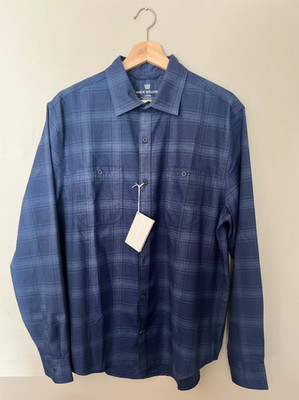 NWT Mack Weldon Warmknit Blue Flannel Button Down,  size L