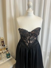 House of CB J’adore Black Lace & Satin Strapless Mini Dress Size S 8/10