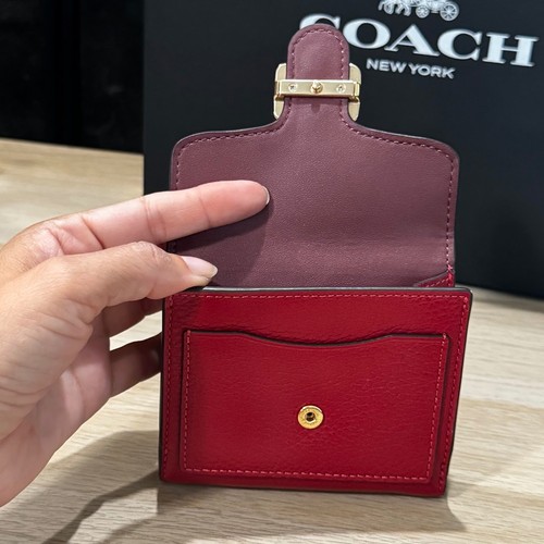 Coach Red Pebble Leather Pepper Wallet "Cute and Compact" - Bild 6 von 9