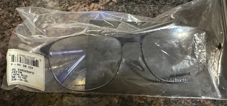 Marco de gafas Jil Sander JS2138 auténtico para hombre azul metal Wayfarer RTL $809 Foto 4 de 4