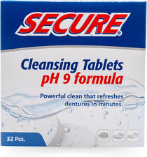 Secure Daily Cleansing Tablets - Ph 9 Formula Thoroughly Cleans Dentures - Fight