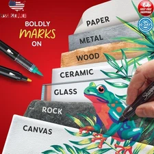 Creative Acrylic Markers Water Based Bullet Tip Non Bleed Art Set 12 Count New