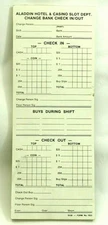 Aladdin Hotel & Casino Slot Dept. Change Bank Check In/Out Form Packet