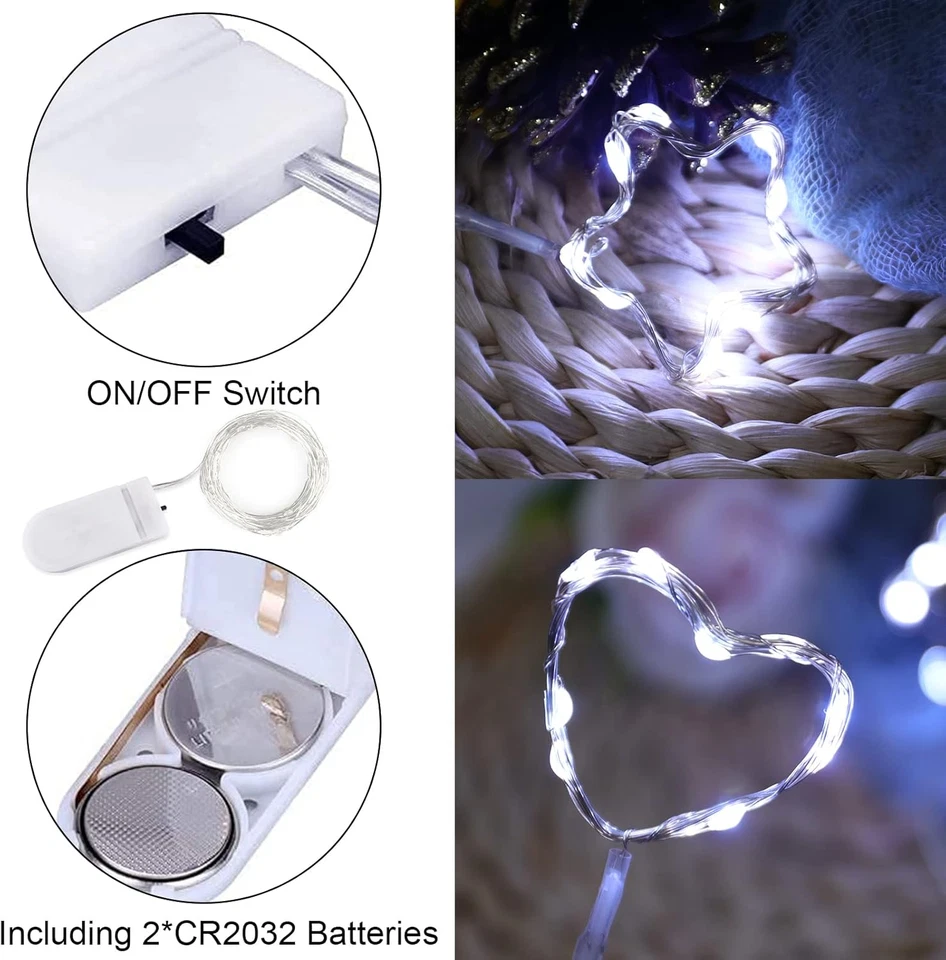 Stringa Luci LED a Batteria, 15 Pezzi Impermeabile 20 LED 2M Mini Lampada a Fili - Immagine 3 di 4