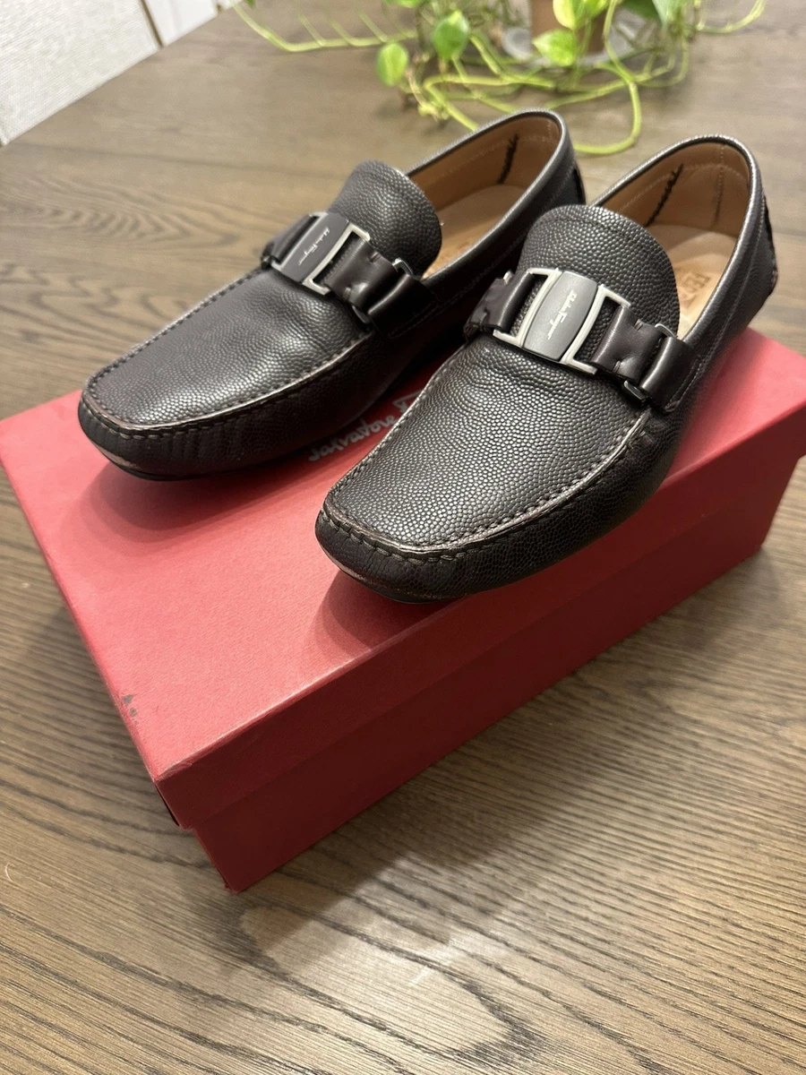 Salvatore Ferragamo Men Size 8.5 D Dark Brown Leather Buckle Loafer Dress Shoes Salvatore Ferragamo Brown Leather Loafer Dress Shoes Buckle  main image 4