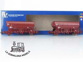 MG1140 H0 =DC SUDEXPRESS 570130070 2 vagones tolva Tgpps marrones RENFE OVP