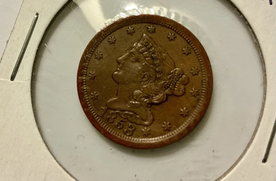 1853 Half Cent – Braided Hair Early U.S. Scarce Type, Beautiful Detail 🤩 - Image 2 of 4