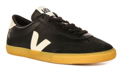 Veja Volley 70s Inspired Leather Volleyball Womens Trainers Black White UK 3   8