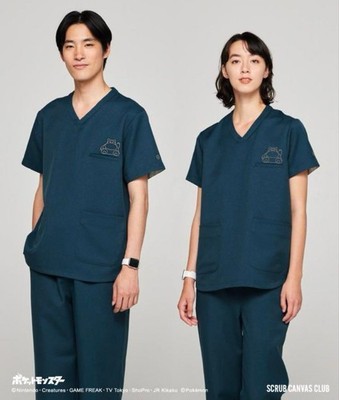 Classico Pokémon Snorlax Scrub Set Top & Pants Size L Unisex Medical Uniform
