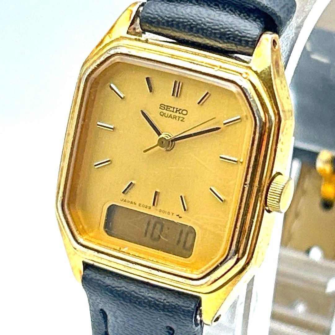 Seiko Vintage Square Ana-Digi Watch New Battery & Belt Retro SA310