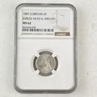 NGC Graded Victoria 1887 Great Britain 6P Sixpence Jubilee Head & Wreath MS 62