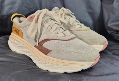 Men's Hoka One One Bondi L Suede ''Shifting Sand'' Running Shoes Sz. 9