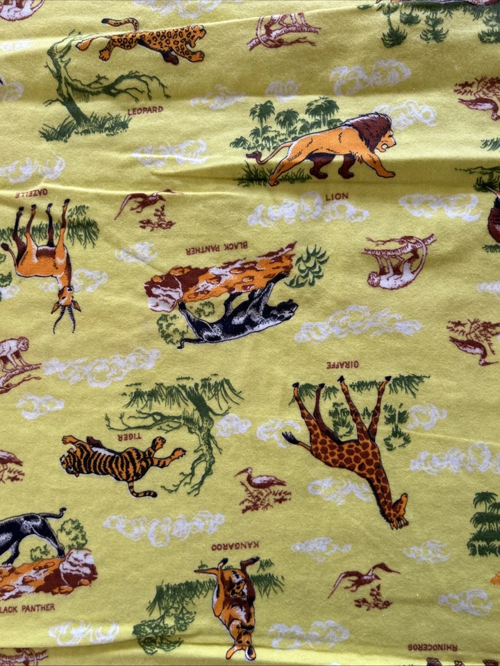 Flannel Jungle Safari Animals Flannel Fabric Kids 1YD 44”x44” Vintage - Image 2 of 2