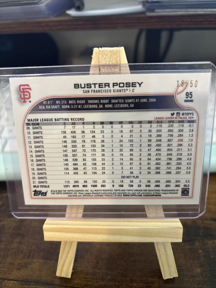 Buster Posey 2022 Topps Chrome Gold Wave Refractor /50 - Image 2 of 2