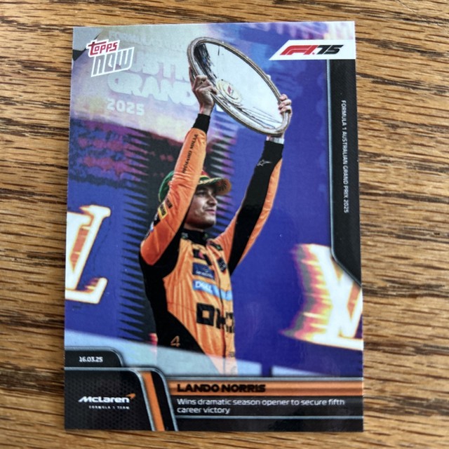 Lando Norris Wins 1st F1 Race Of Season 2025 Formula 1 Topps NOW Card 13 In Hand
