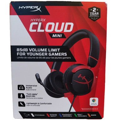 HyperX Cloud Mini Kinder Kabelgebunden Gaming Headset Over-Ear Sichere Lautstärke - Schwarz