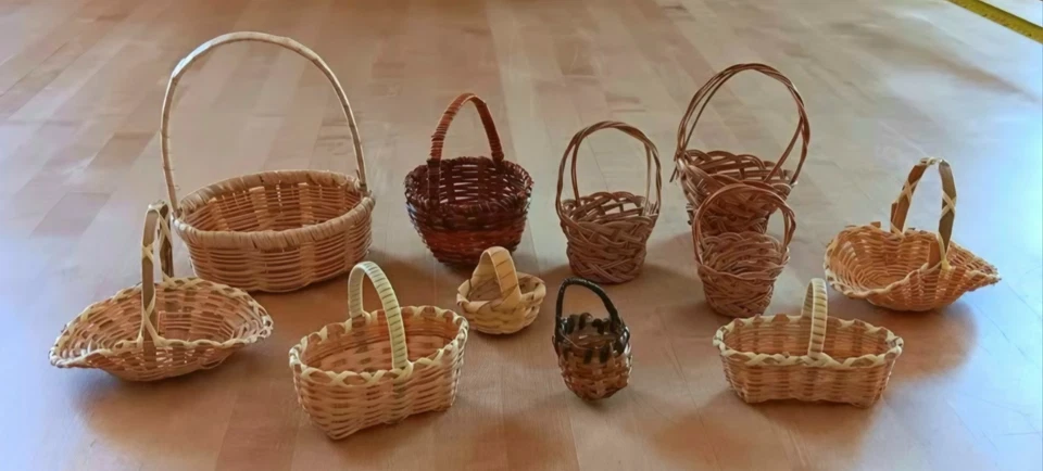 60 件装复古微型手工编织篮子带手柄小于 4 — 第 2/4 张图片