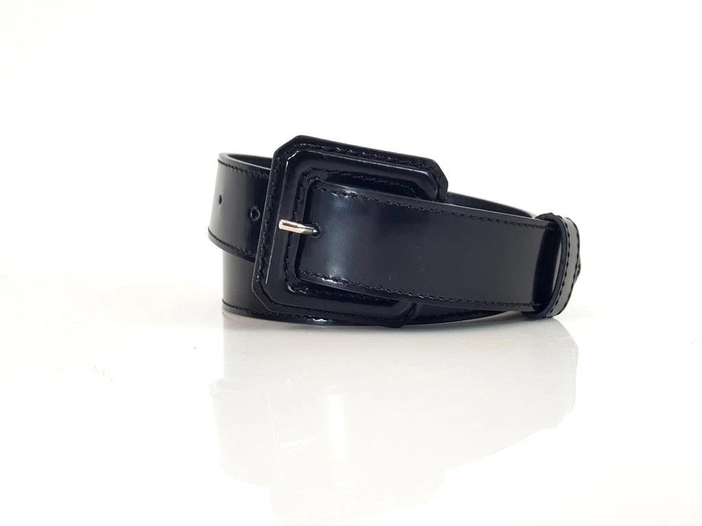 Ceinture réglable Christian Dior en cuir noir brillant taille 42