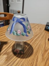 Frosted Glass Oil Lamp Hand Painted