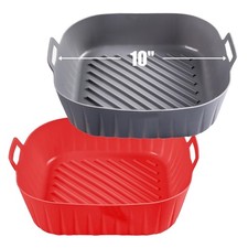 2 PCS 10 Inch Square Reusable Non Stick Silicone Air Fryer Liners Baking Trays