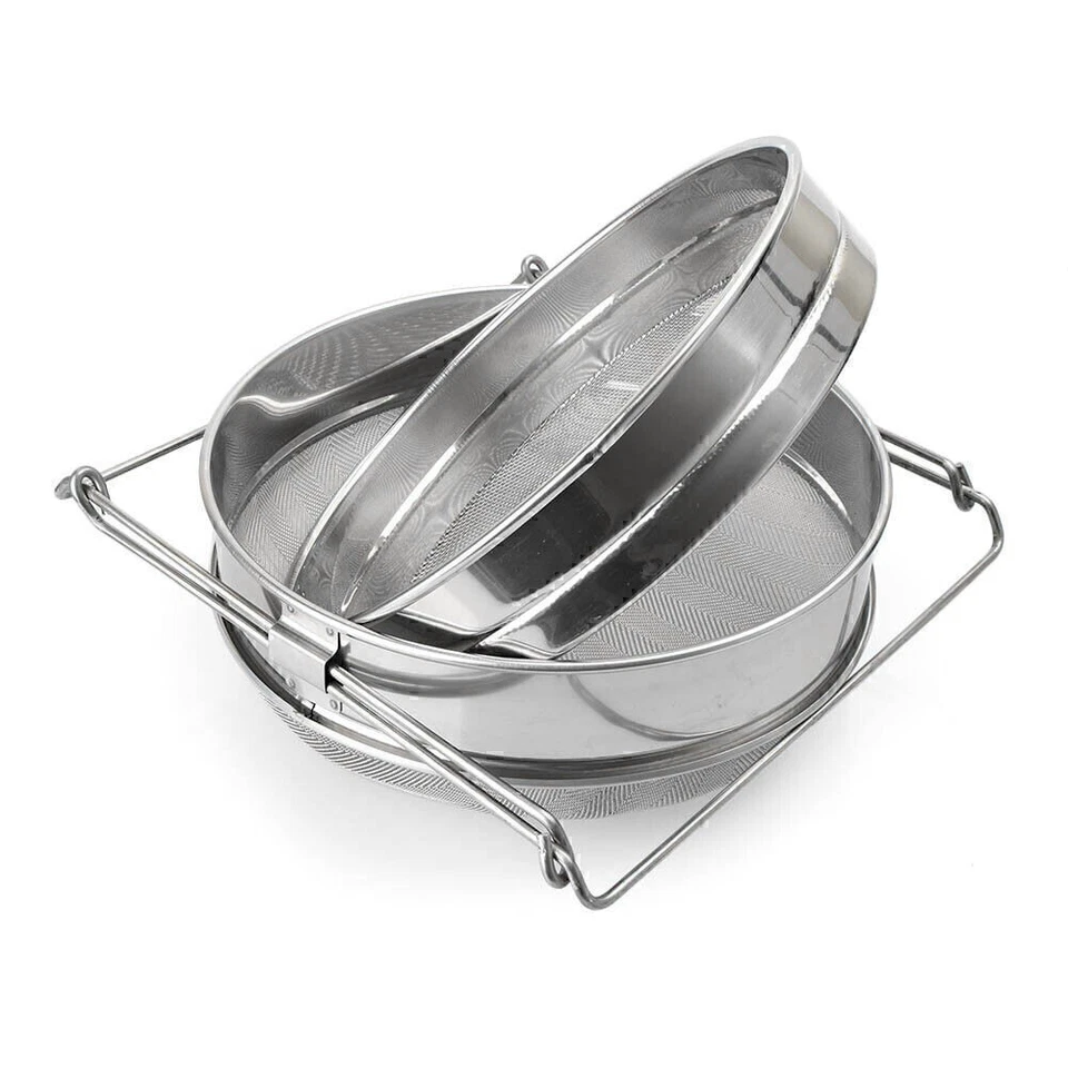 Stahl Imkerei Doppel-Honig-Sieb-Filter mit verstellbarem Handschaft - Bild 2 von 4