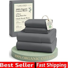 100 Organic Cotton Sheets King Size Machine Washable Fully Elasticized Soft ...