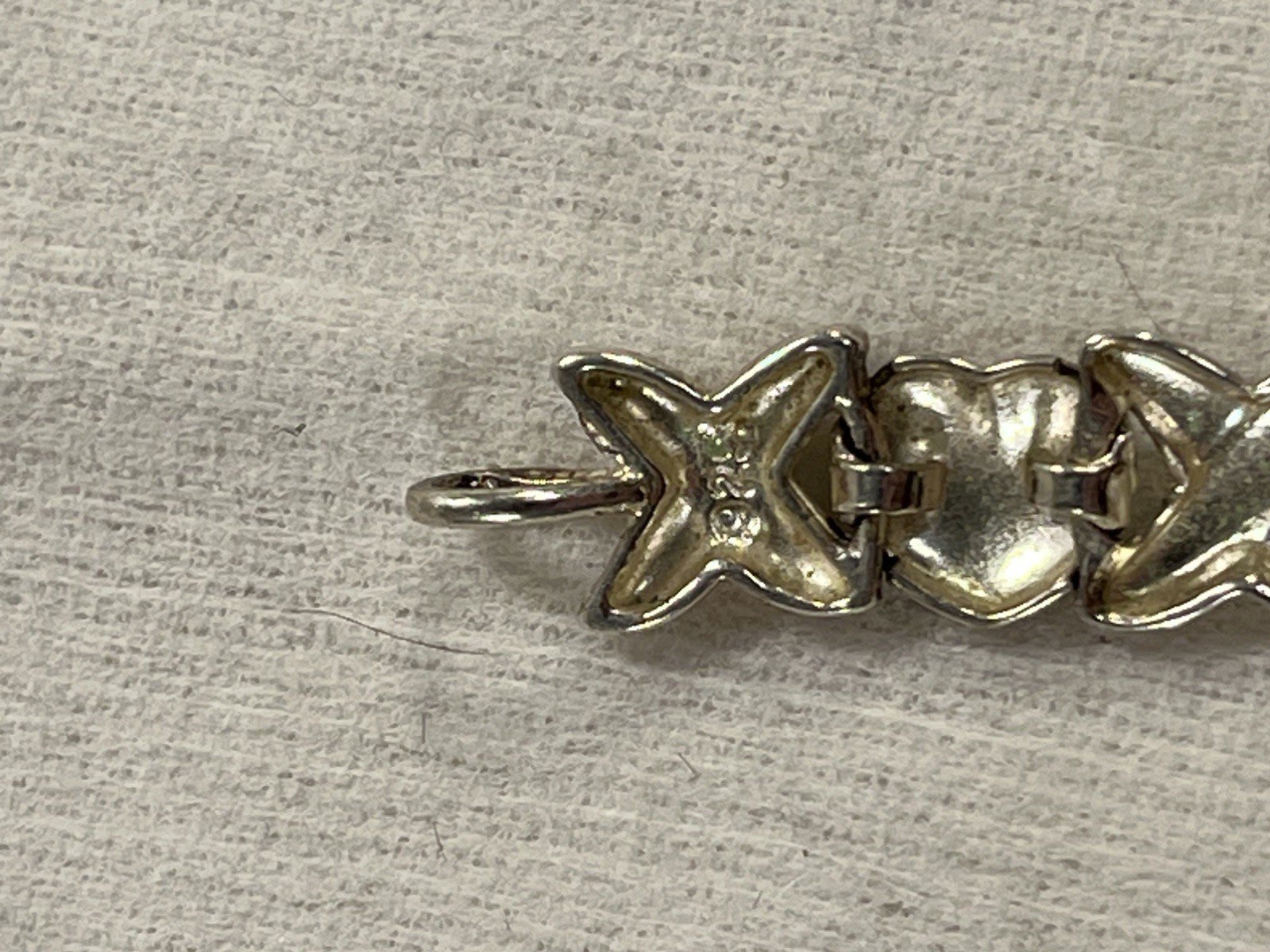 Sterling Silver Bracelet XO Hugs & Kisses 7 Inch 925 Italy -- 2925