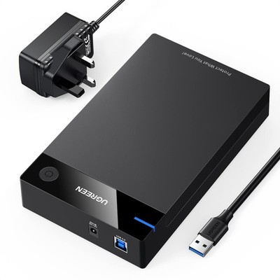 UGREEN Festplattengehäuse, SATA auf USB 3.0 HDD Caddy für 3,5 Zoll, schwarz 
