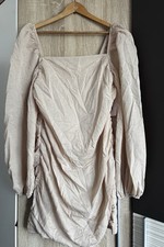 Nelly Beige Ruched Dress XL Size Brand New With Tags