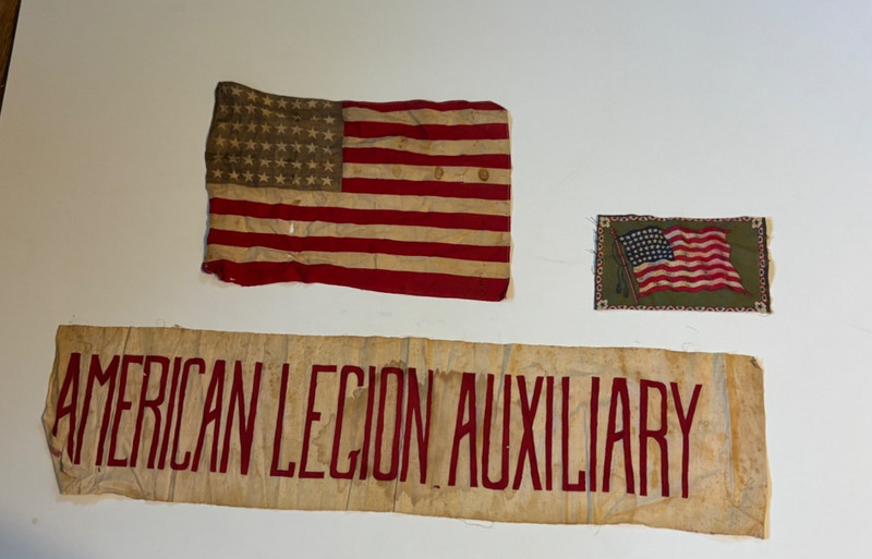 ww1 250 grouping 48 star flag American legion Auxiliary banner cigar flannel wwi