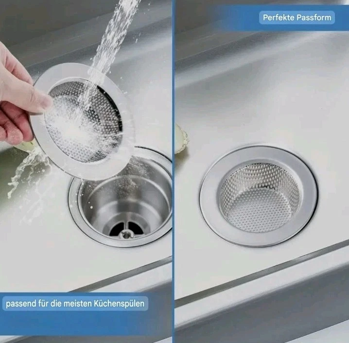 Edelstahl Sieb Filter Abfluss Waschbecken Spülbecken Haarsieb Dusche Sieb Becken - Bild 3 von 4
