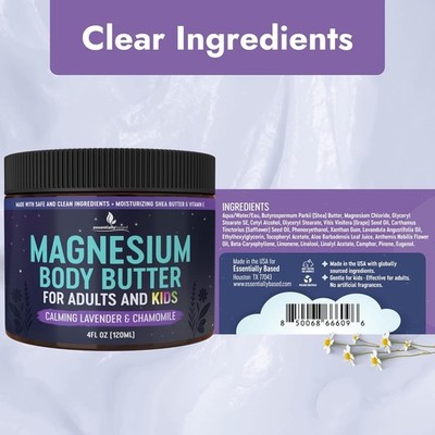 Magnesium Butter for Adults & Kids: Relaxation Cream w/ Shea Butter & Vitamin E