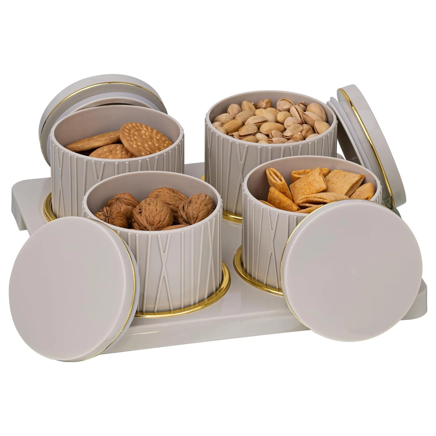 Set of 4 Airtight Dry Fruit Classic Container Tray Repose Grey 450ml
