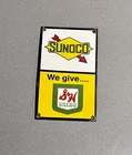 VINTAGE 12” SUNOCO S & H GREEN STAMPS PORCELAIN SIGN CAR GAS OIL MOTORCYCLE