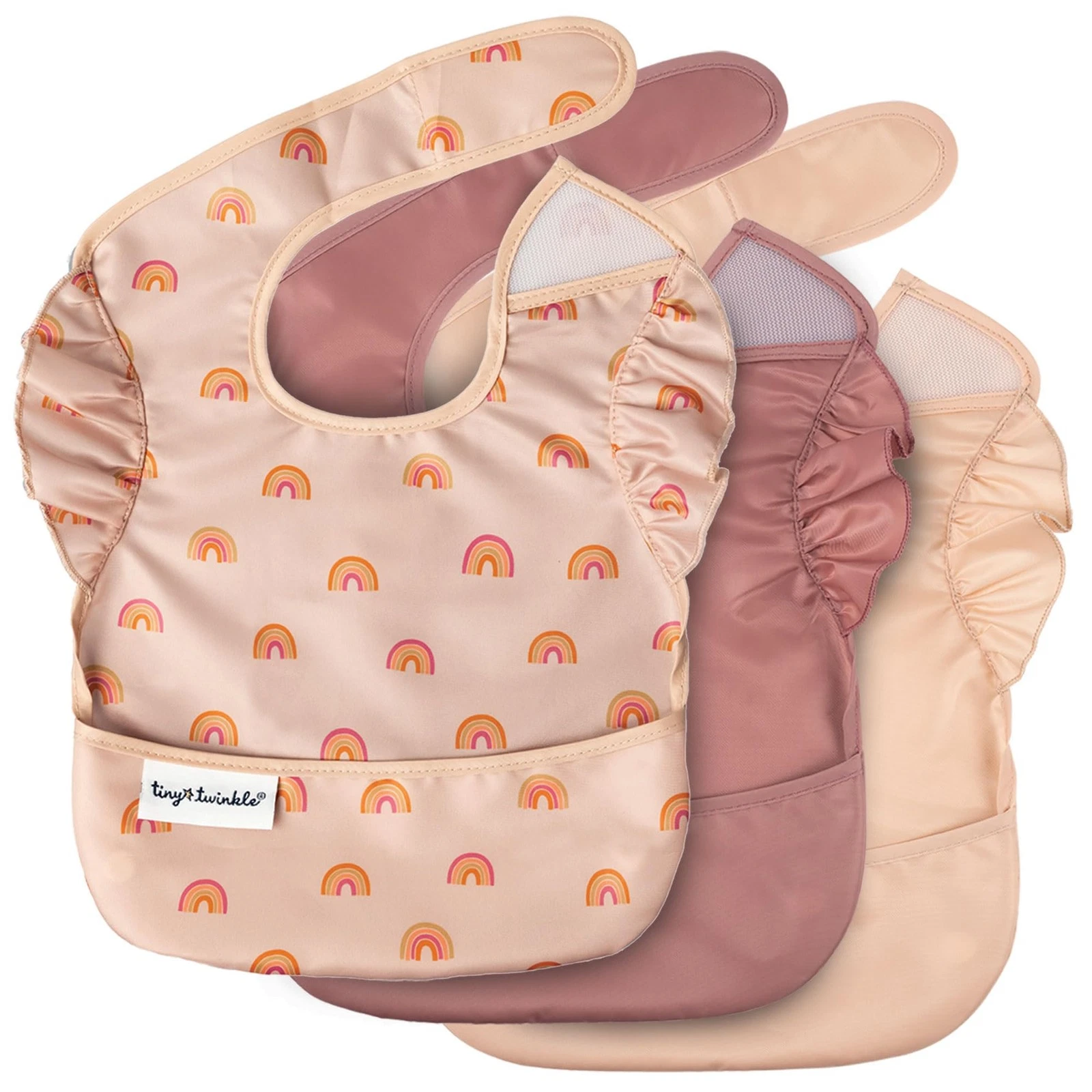 Mess-Proof Baby Bibs for Eating | Waterproof, Wipeable Bibs with Catch-All Po...