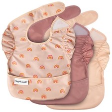Mess-Proof Baby Bibs for Eating  Waterproof, Wipeable Bibs with Catch-All Po...