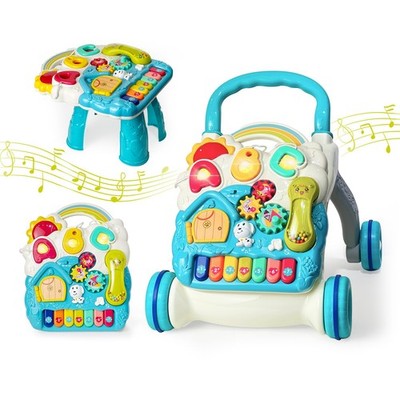 Sit to Stand Baby Walker, Activity Center with Music and Light, Activity Tabl...