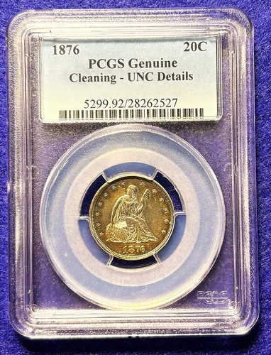 1876-P PCGS Genuine - Unc Details - Twenty Cent Gorgeous Toning!