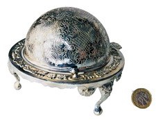 Metal Serving Tray Dish Caviar Bowl Metalware Vintage ra