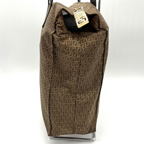 Fendi Tote Bag Brown Zucca Canvas Leather From Japan Authentic - Picture 5 of 18