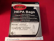 Riccar VIBRANCE SIMPLICITY SYMMETRY HEPA Vacuum Bags 6 Pack by Envirocare A826