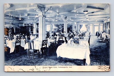 Grand Hotel Cafe Indianapolis Indiana Postcard c1910